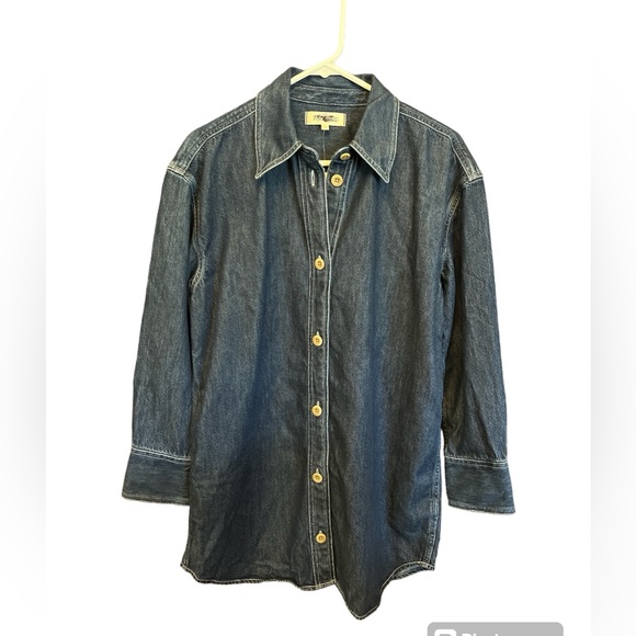 Madewell Denim Oversized Mini Shirtdress long sleeve  Size M NWT - Picture 6 of 10